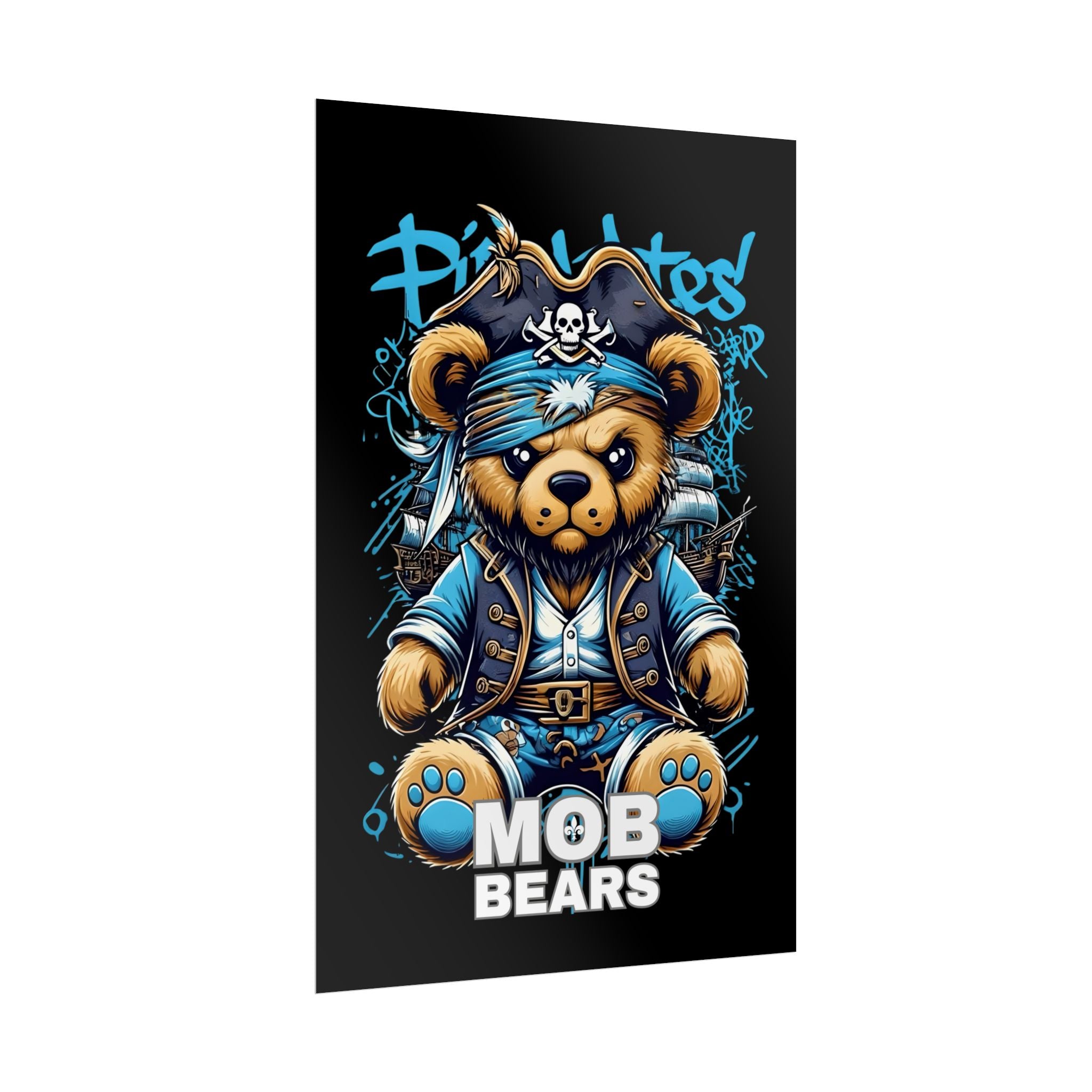 Cute Pirate Bear Rolled Poster | Fun Wall Art for Kids' Rooms | MOB BEARS