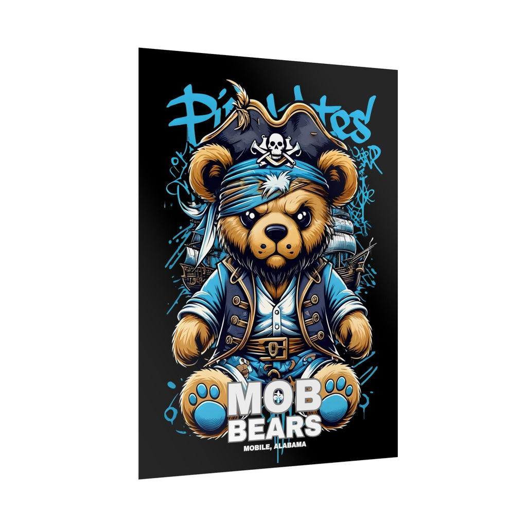 Cute Pirate Bear Rolled Poster | Fun Wall Art for Kids' Rooms | MOB BEARS
