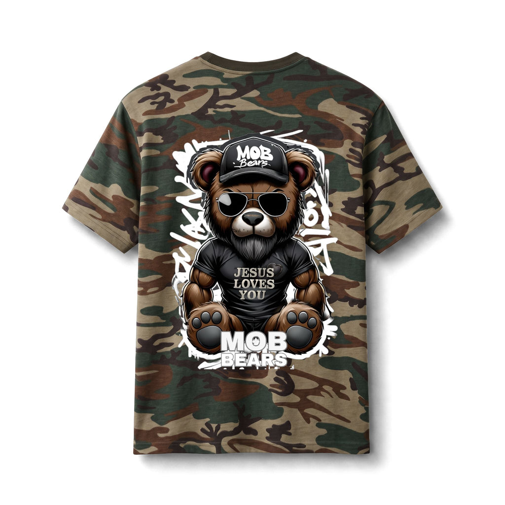 Camo 'Jesus Loves You' MOB Bears Tee