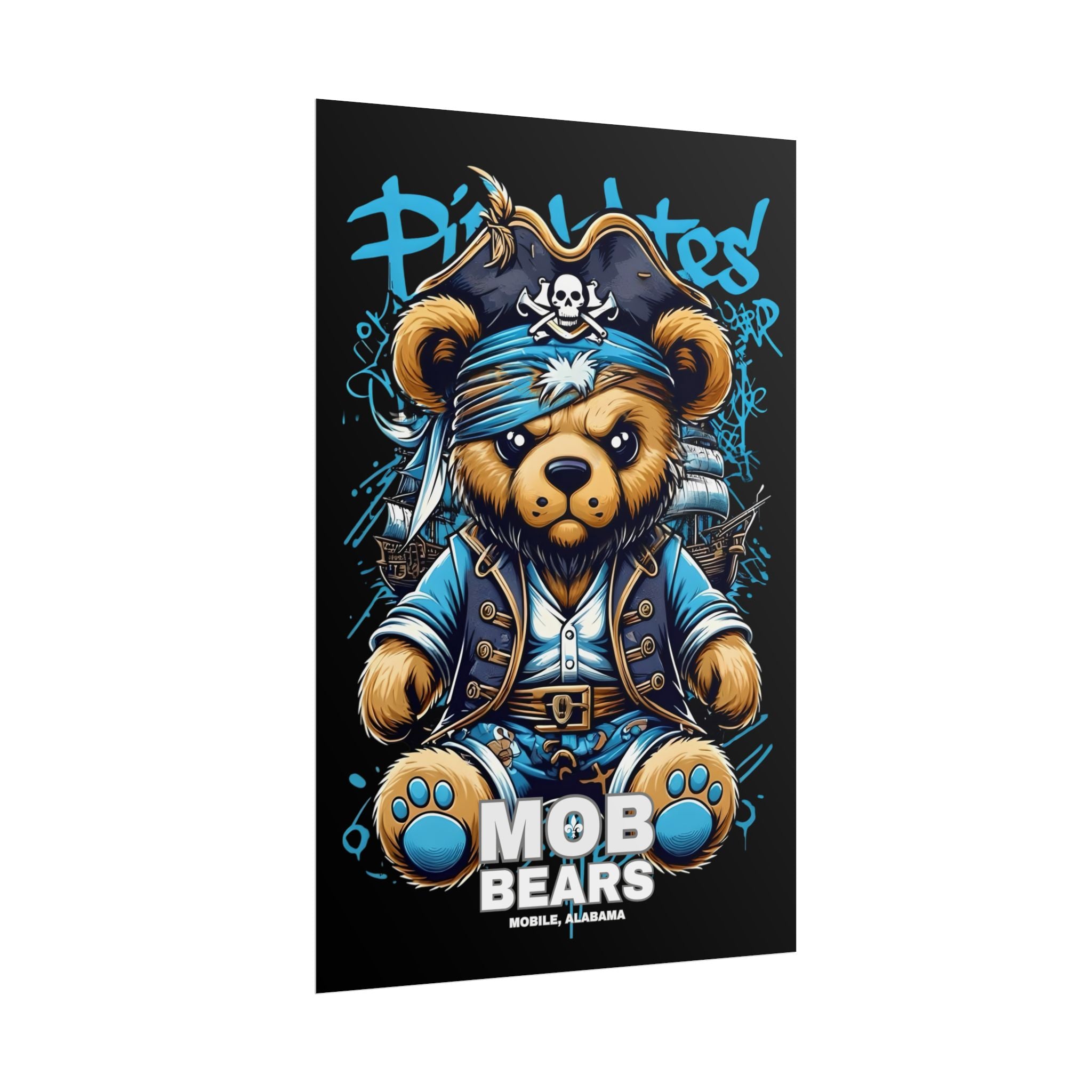 Cute Pirate Bear Rolled Poster | Fun Wall Art for Kids' Rooms | MOB BEARS