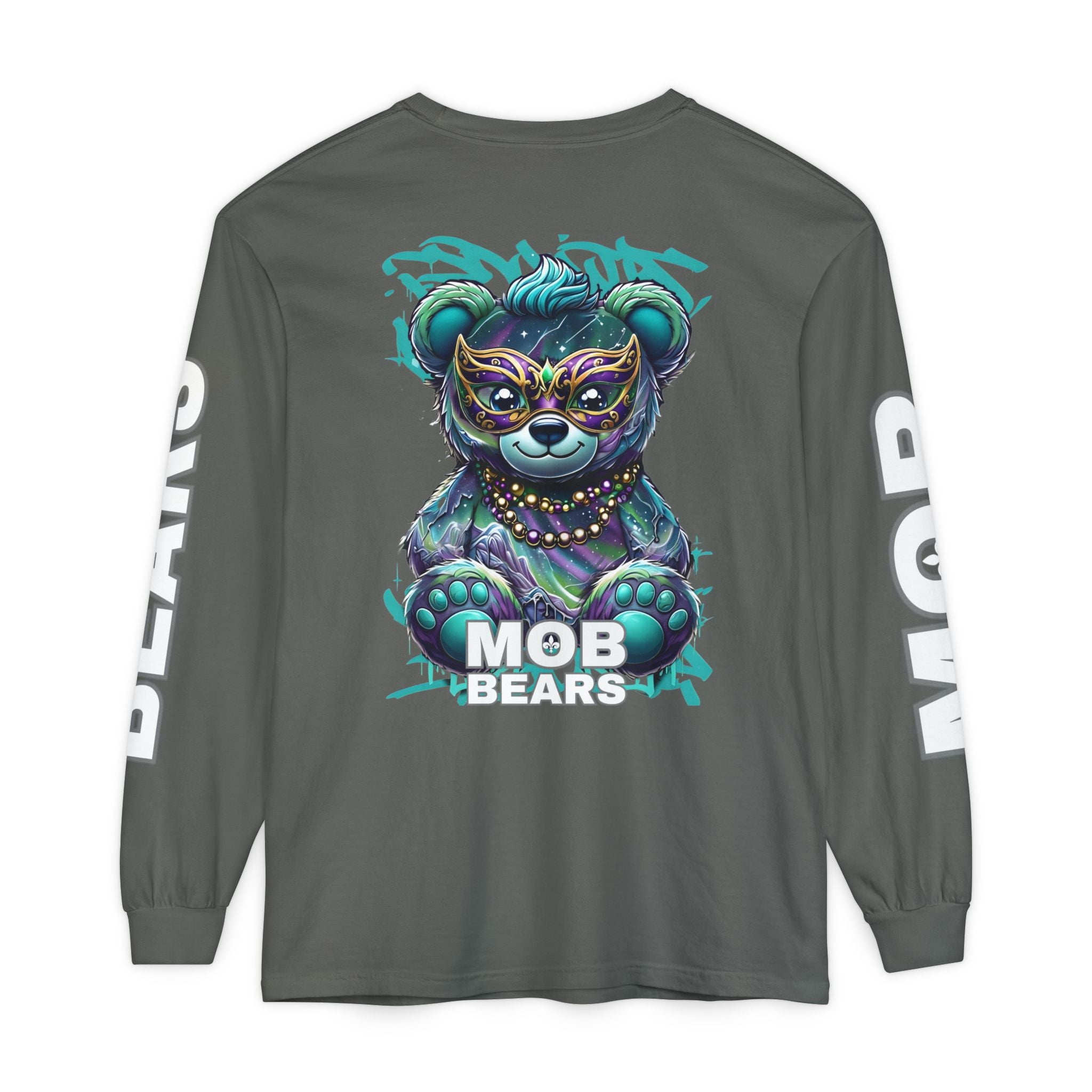Mardi Gras 2026 MOB Bears Comfort Colors Long Sleeve Tee