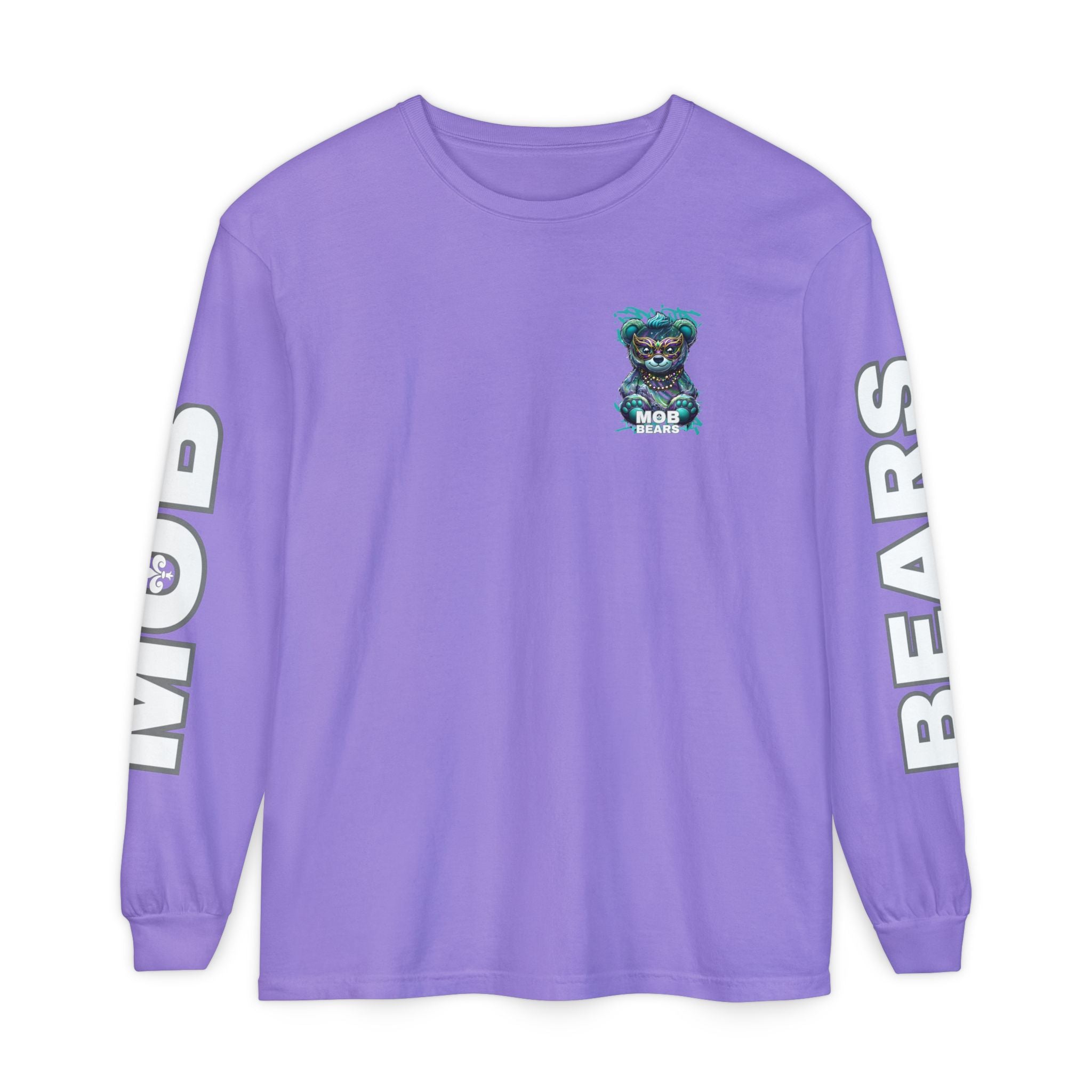 Mardi Gras 2026 MOB Bears Comfort Colors Long Sleeve Tee