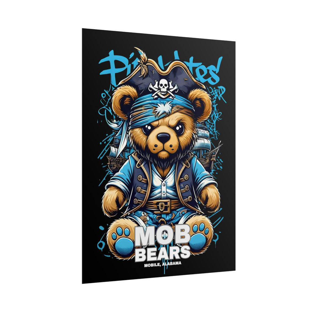 Cute Pirate Bear Rolled Poster | Fun Wall Art for Kids' Rooms | MOB BEARS