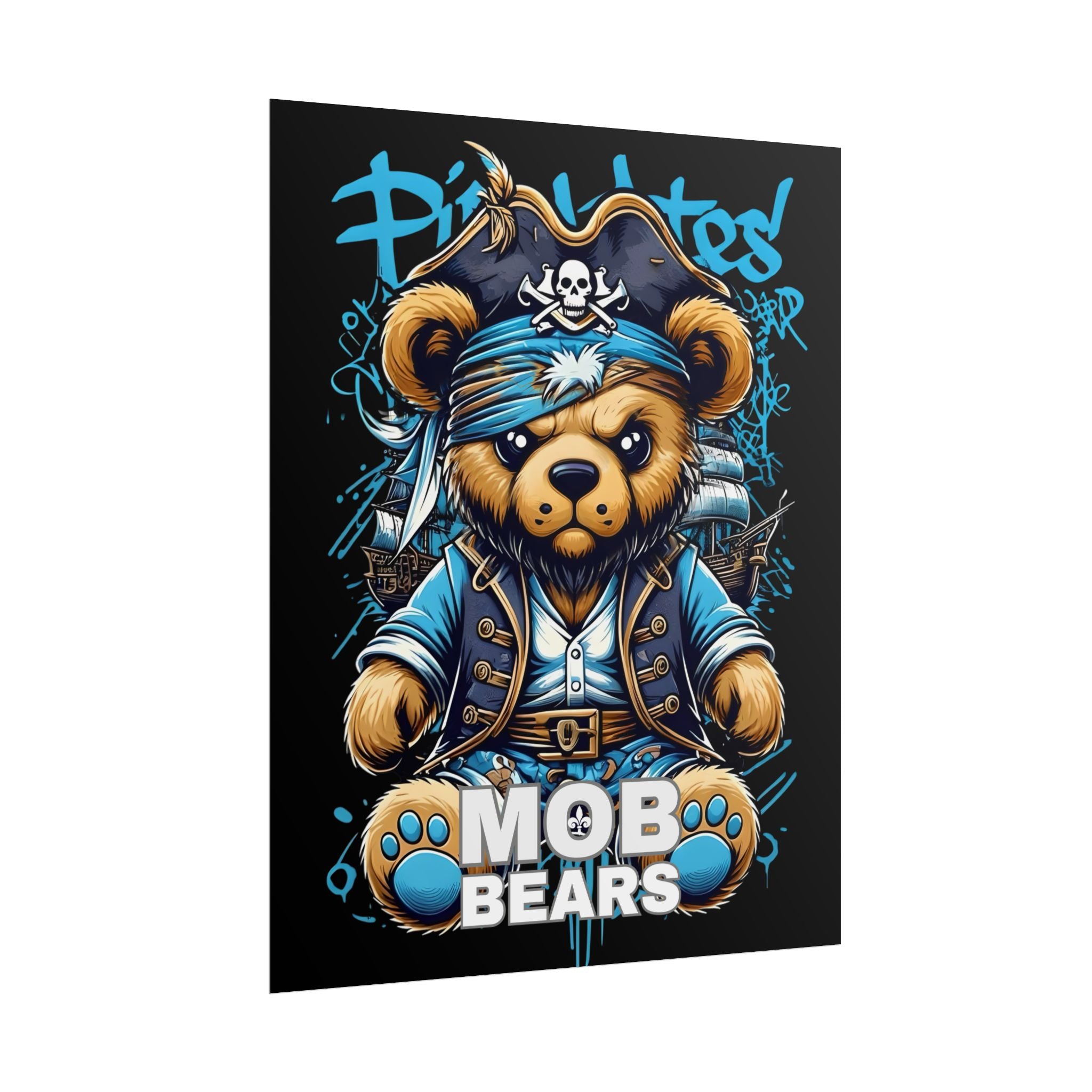 Cute Pirate Bear Rolled Poster | Fun Wall Art for Kids' Rooms | MOB BEARS