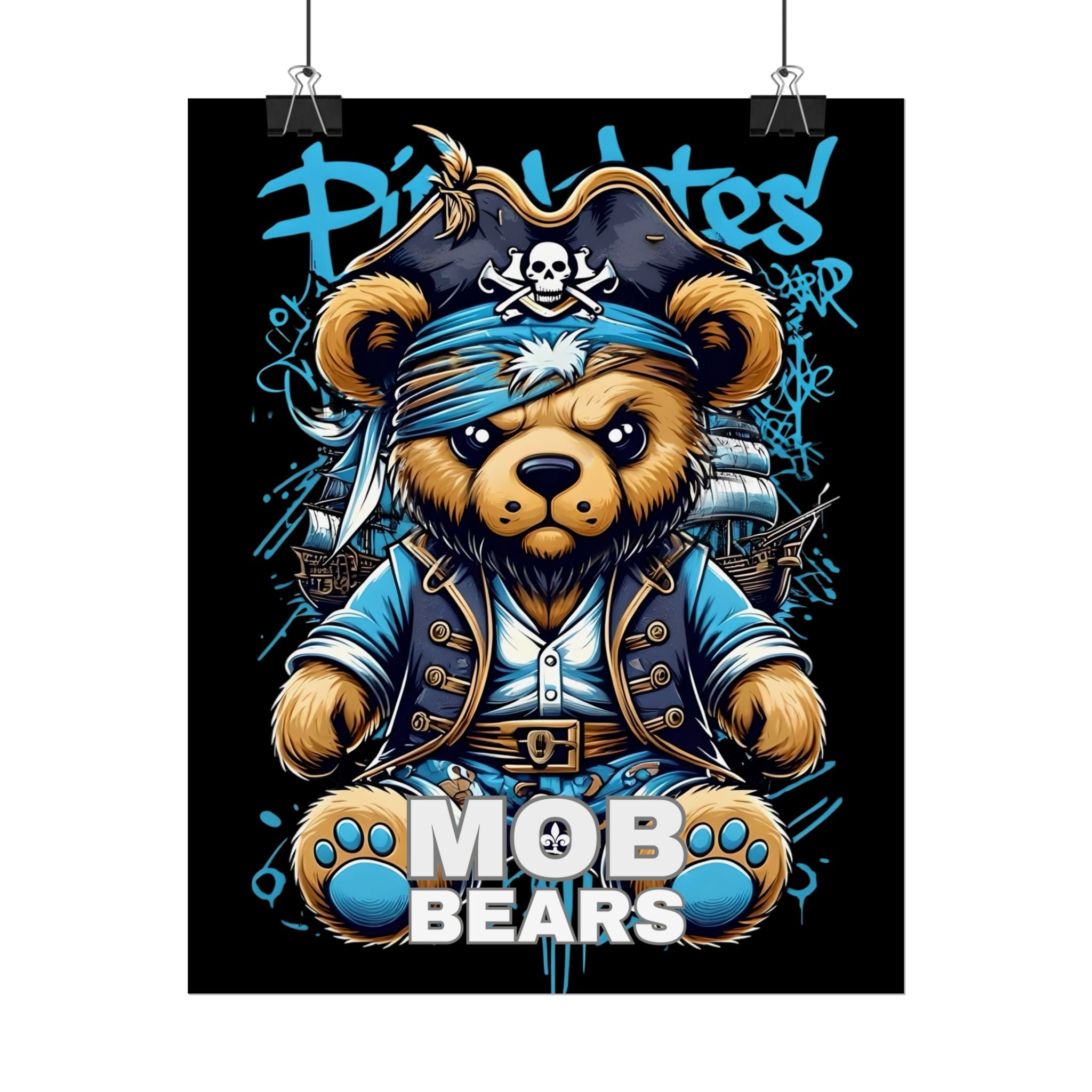 Cute Pirate Bear Rolled Poster | Fun Wall Art for Kids' Rooms | MOB BEARS