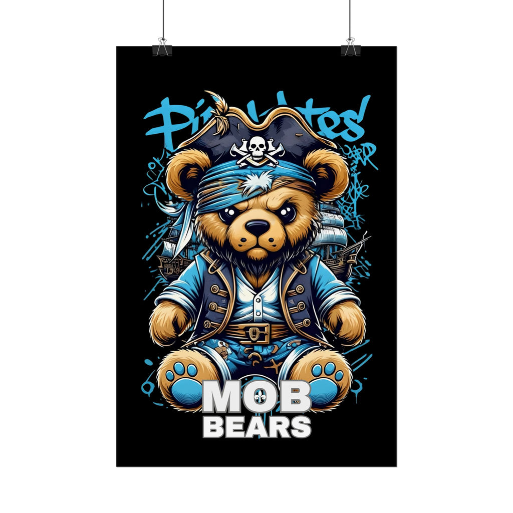 Cute Pirate Bear Rolled Poster | Fun Wall Art for Kids' Rooms | MOB BEARS