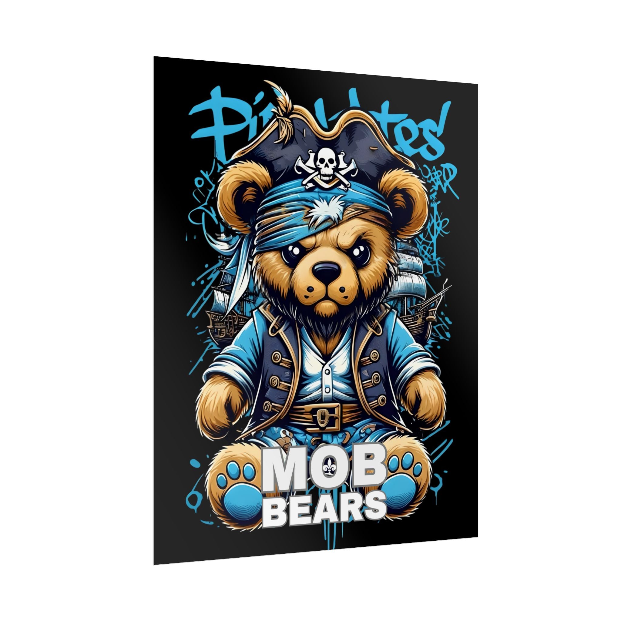 Cute Pirate Bear Rolled Poster | Fun Wall Art for Kids' Rooms | MOB BEARS