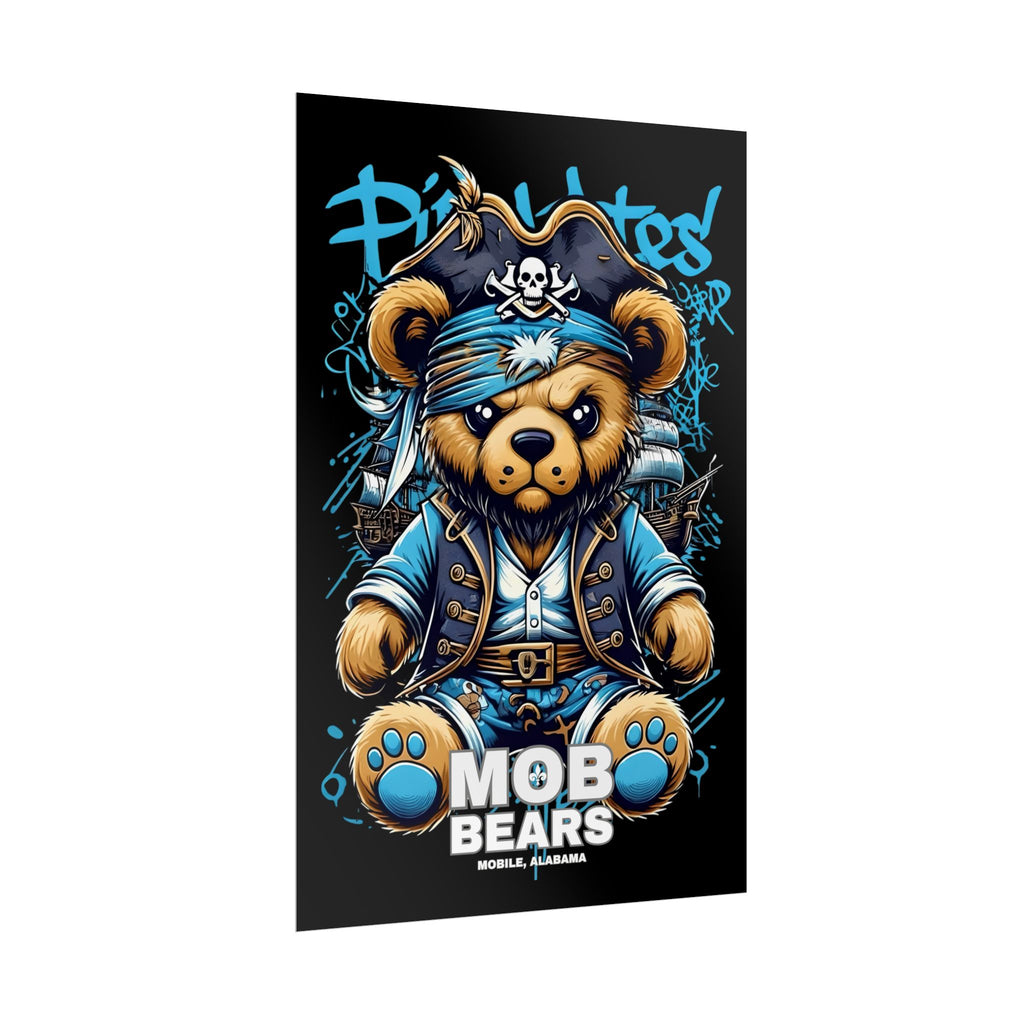 Cute Pirate Bear Rolled Poster | Fun Wall Art for Kids' Rooms | MOB BEARS