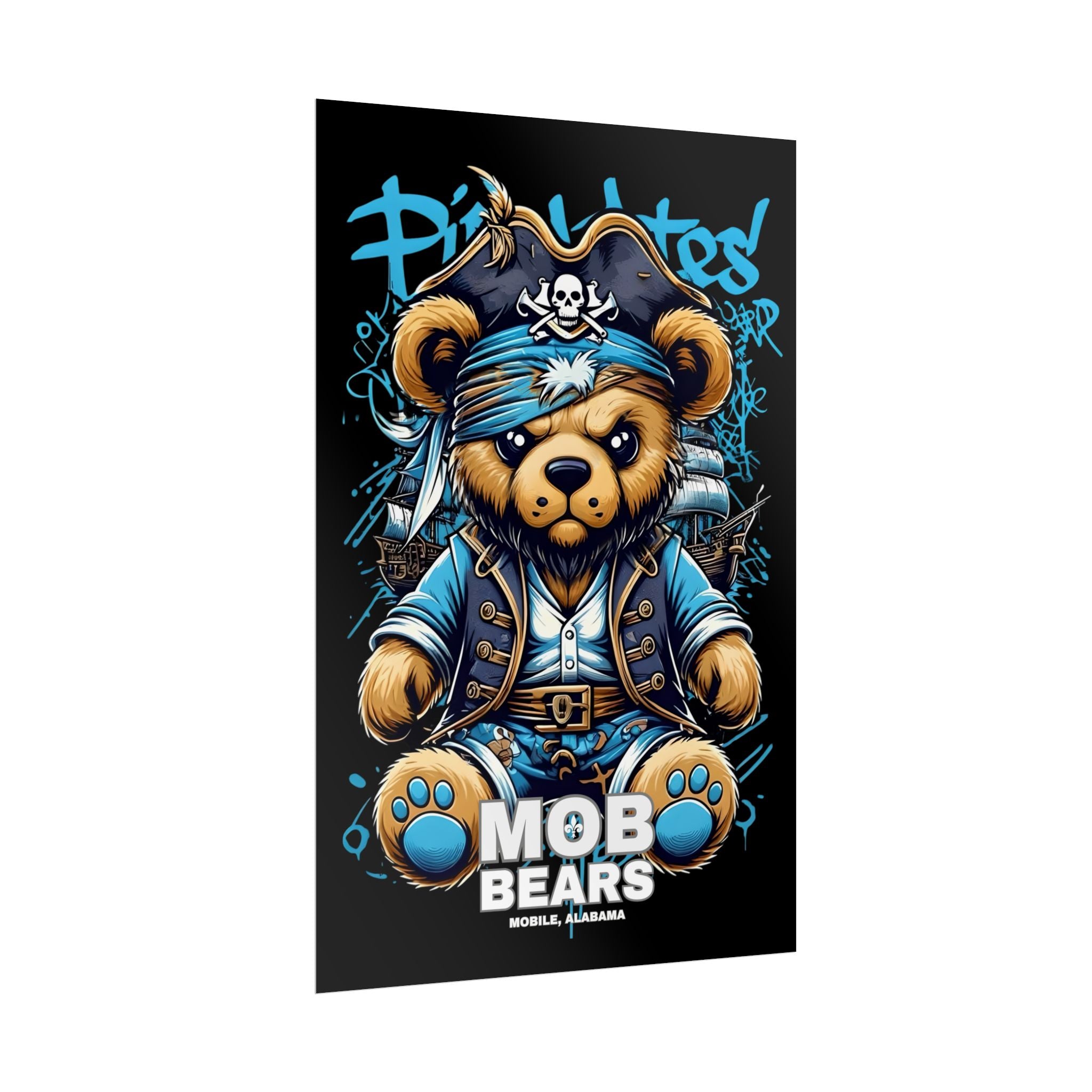 Cute Pirate Bear Rolled Poster | Fun Wall Art for Kids' Rooms | MOB BEARS