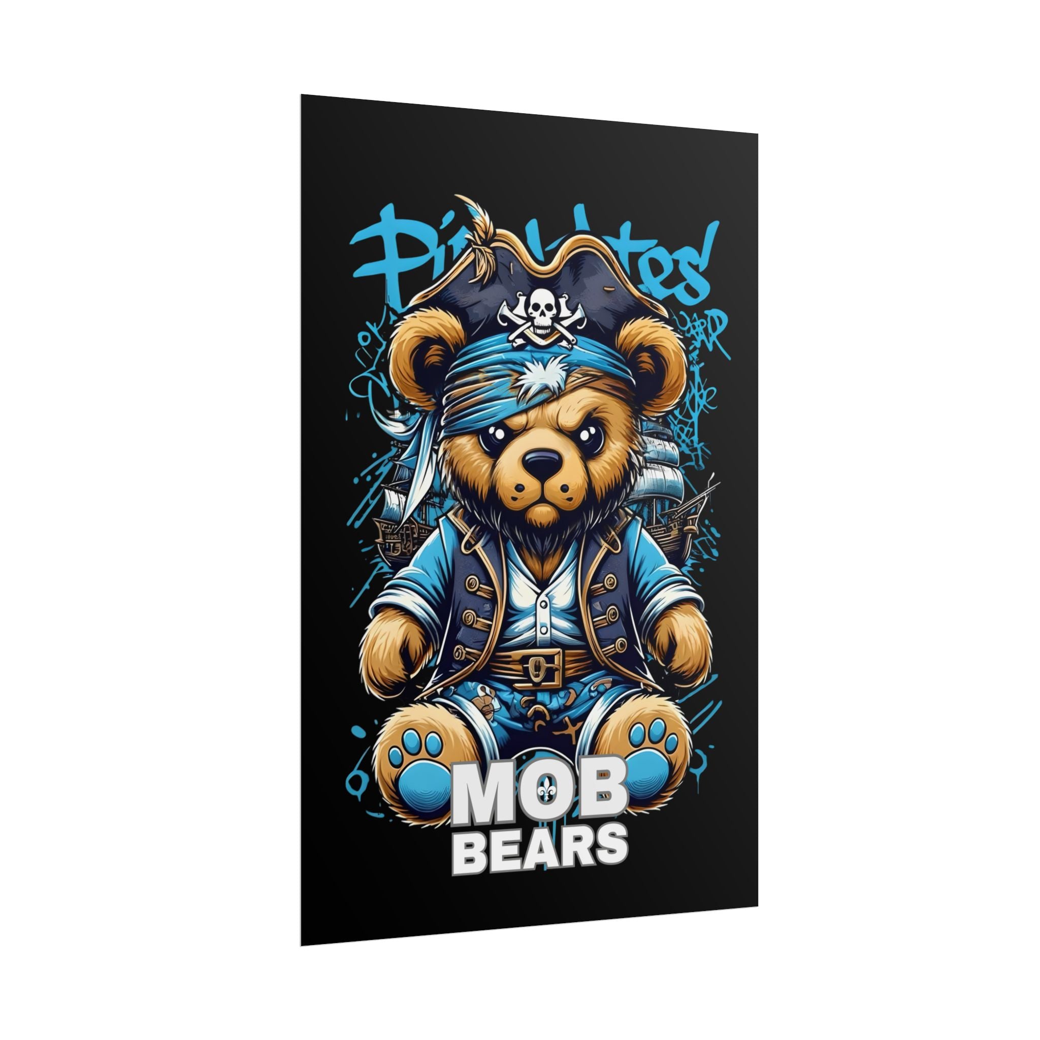 Cute Pirate Bear Rolled Poster | Fun Wall Art for Kids' Rooms | MOB BEARS