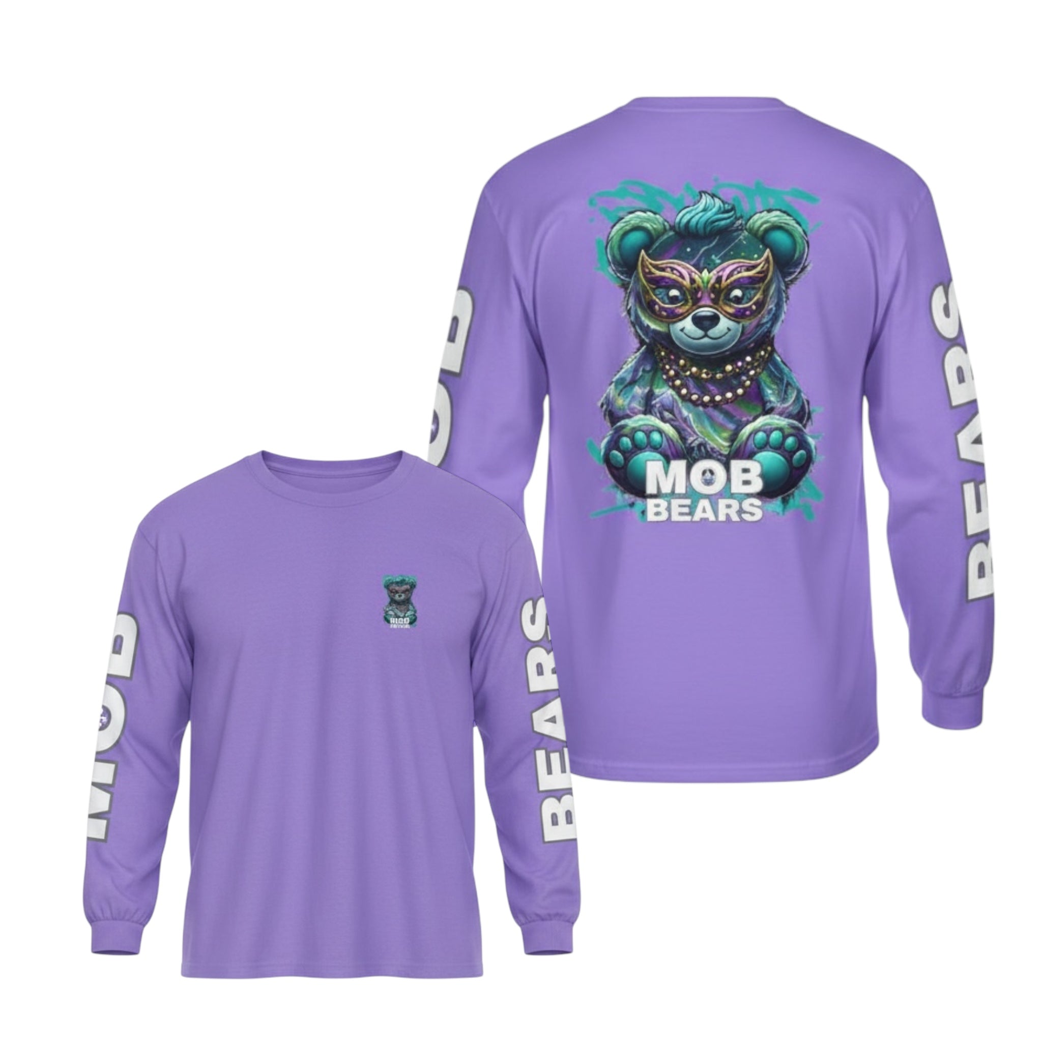 Mardi Gras 2026 MOB Bears Comfort Colors Long Sleeve Tee