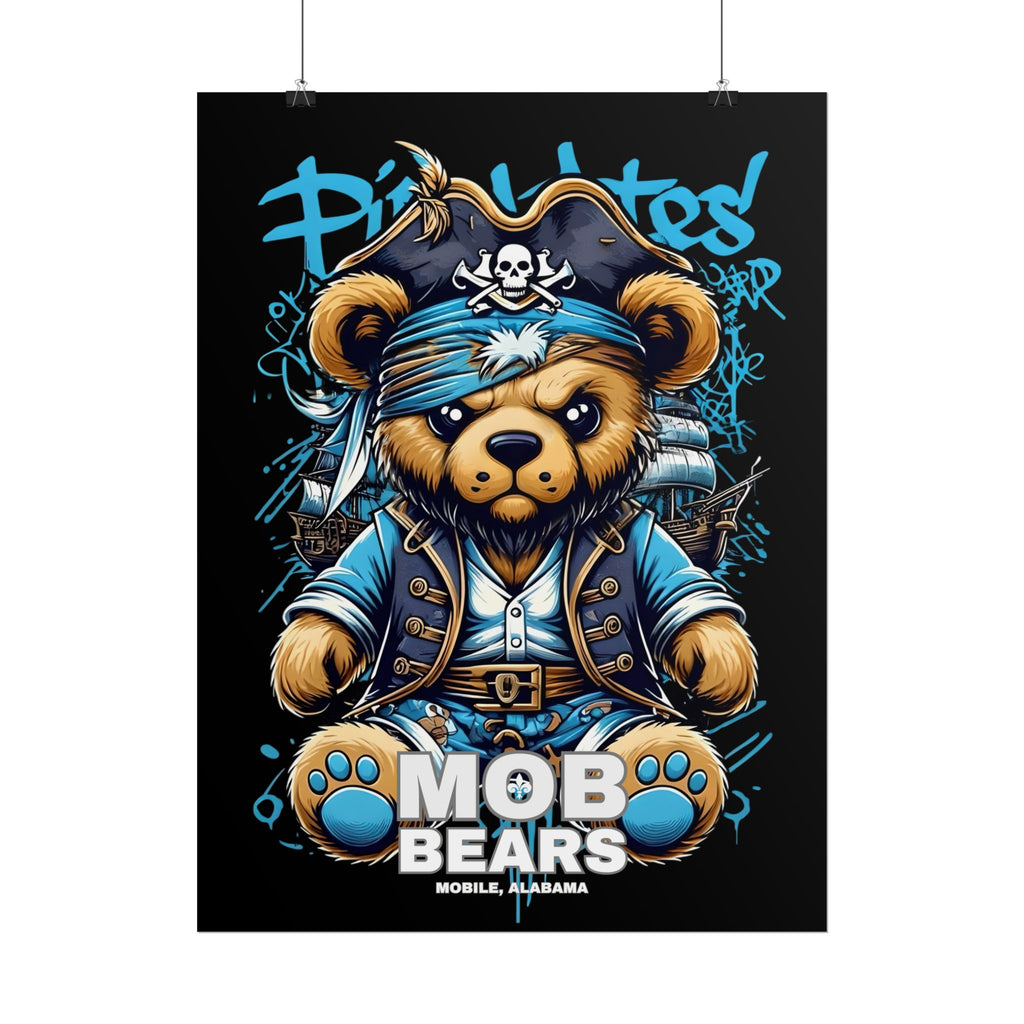 Cute Pirate Bear Rolled Poster | Fun Wall Art for Kids' Rooms | MOB BEARS