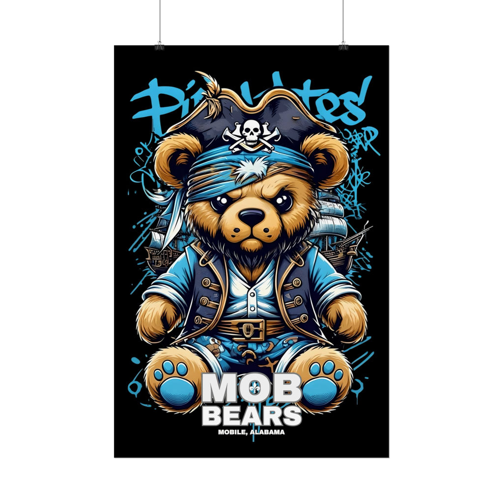 Cute Pirate Bear Rolled Poster | Fun Wall Art for Kids' Rooms | MOB BEARS