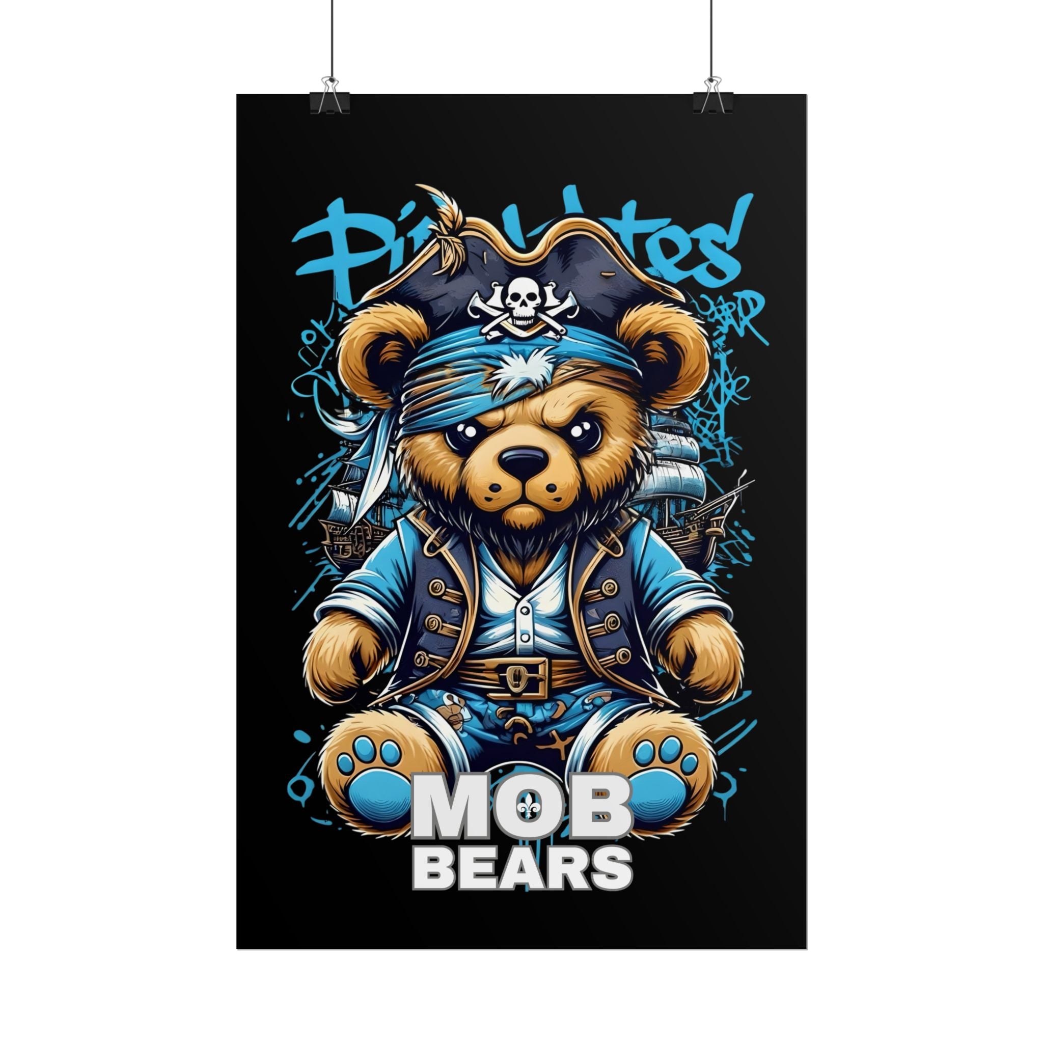 Cute Pirate Bear Rolled Poster | Fun Wall Art for Kids' Rooms | MOB BEARS
