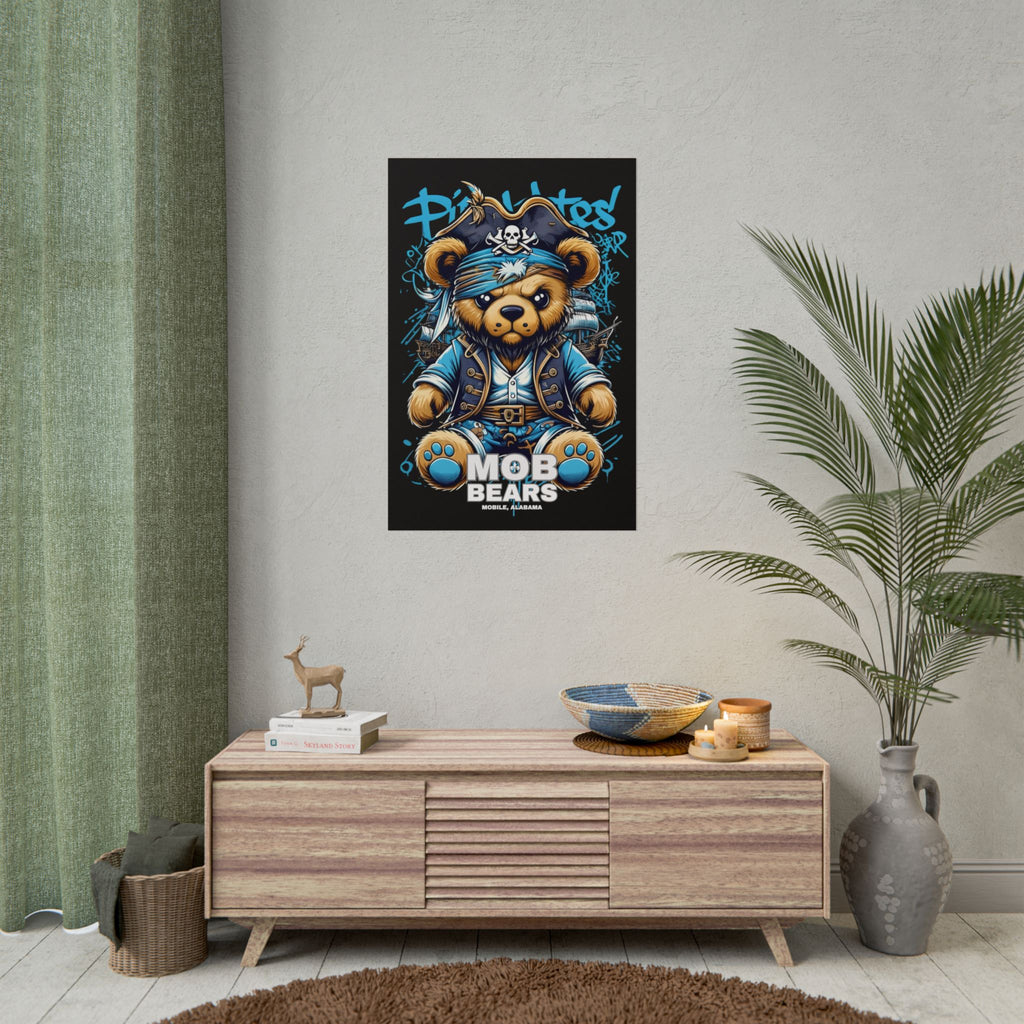 Cute Pirate Bear Rolled Poster | Fun Wall Art for Kids' Rooms | MOB BEARS