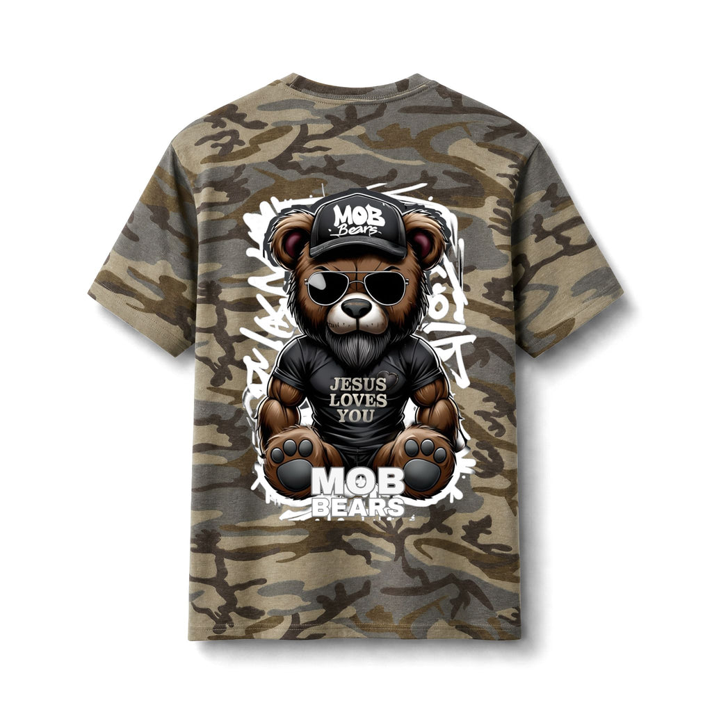 Camo 'Jesus Loves You' MOB Bears Tee