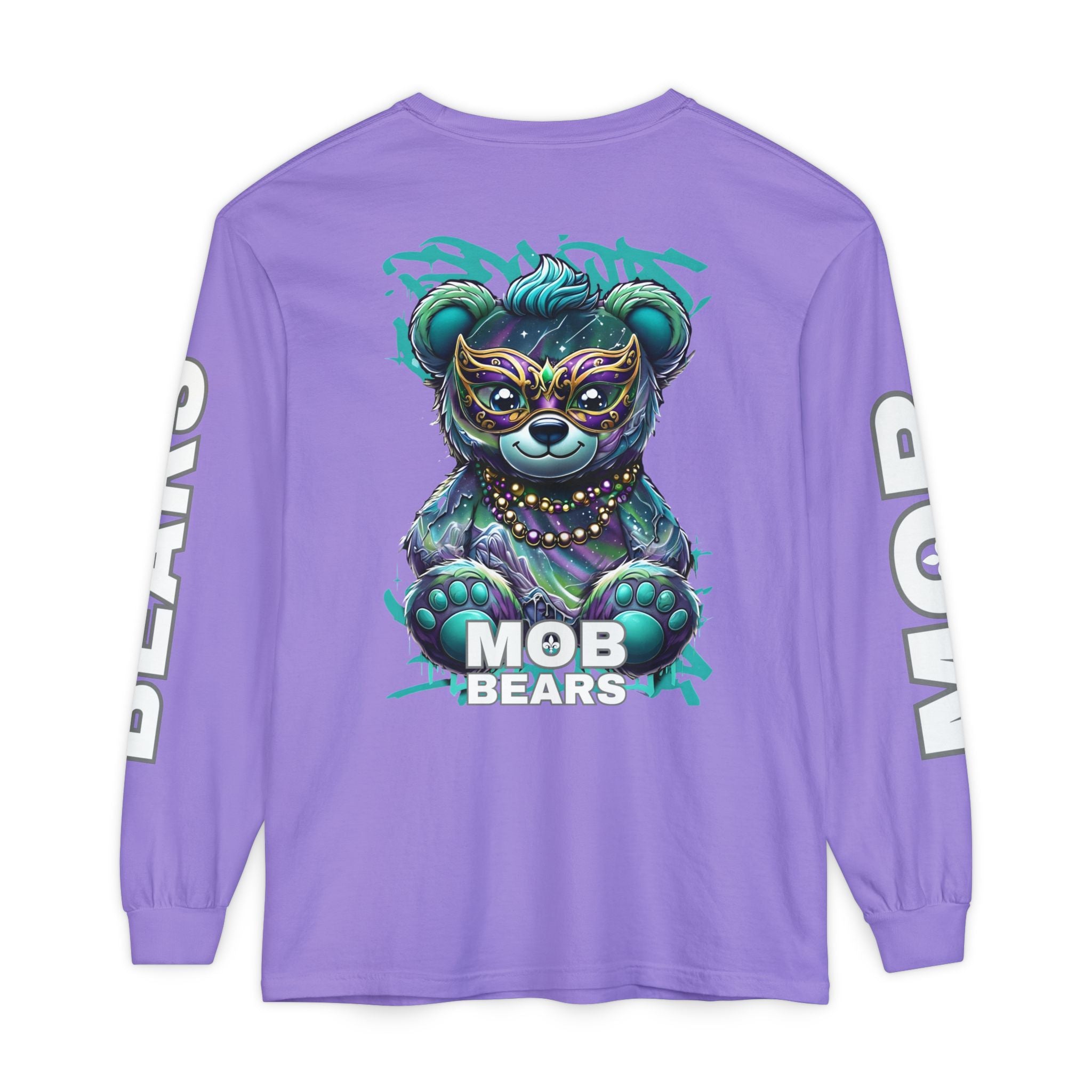 Mardi Gras 2026 MOB Bears Comfort Colors Long Sleeve Tee