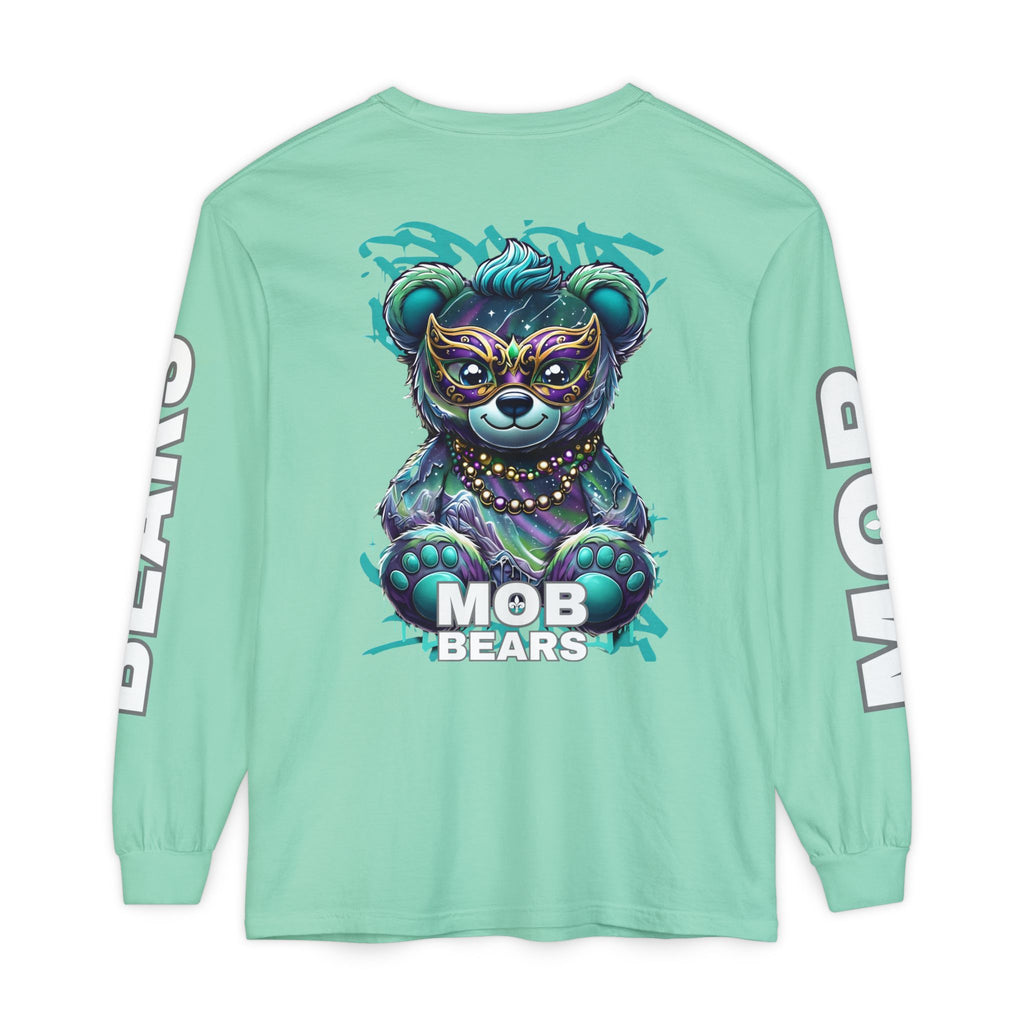 Mardi Gras 2026 MOB Bears Comfort Colors Long Sleeve Tee