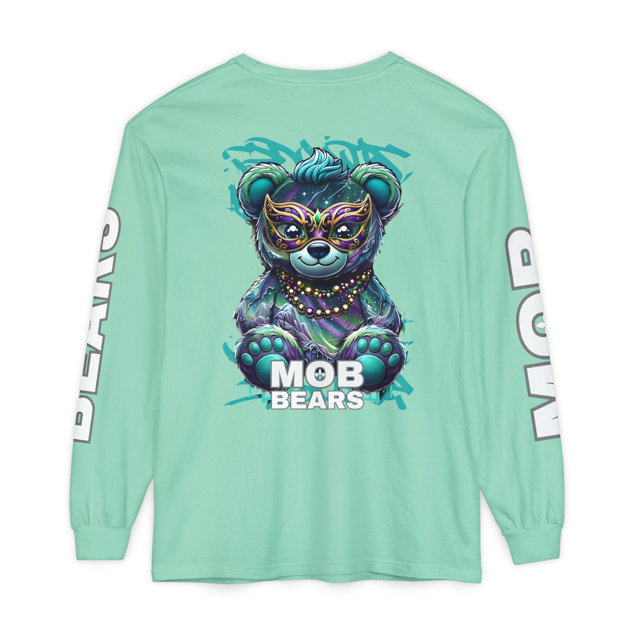 Mardi Gras 2026 MOB Bears Comfort Colors Long Sleeve Tee