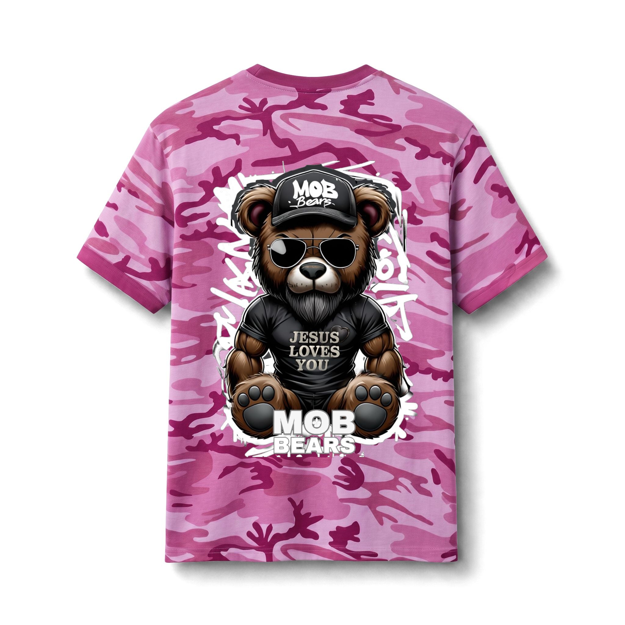 Camo 'Jesus Loves You' MOB Bears Tee
